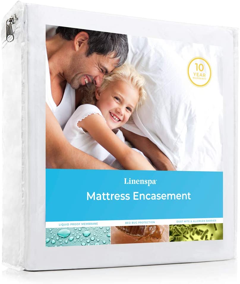 Linenspa Zippered Waterproof, Dust Mite, Bed Bug Proof, Full Size Hypoallergenic Breathable Protector, Mattress Encasement