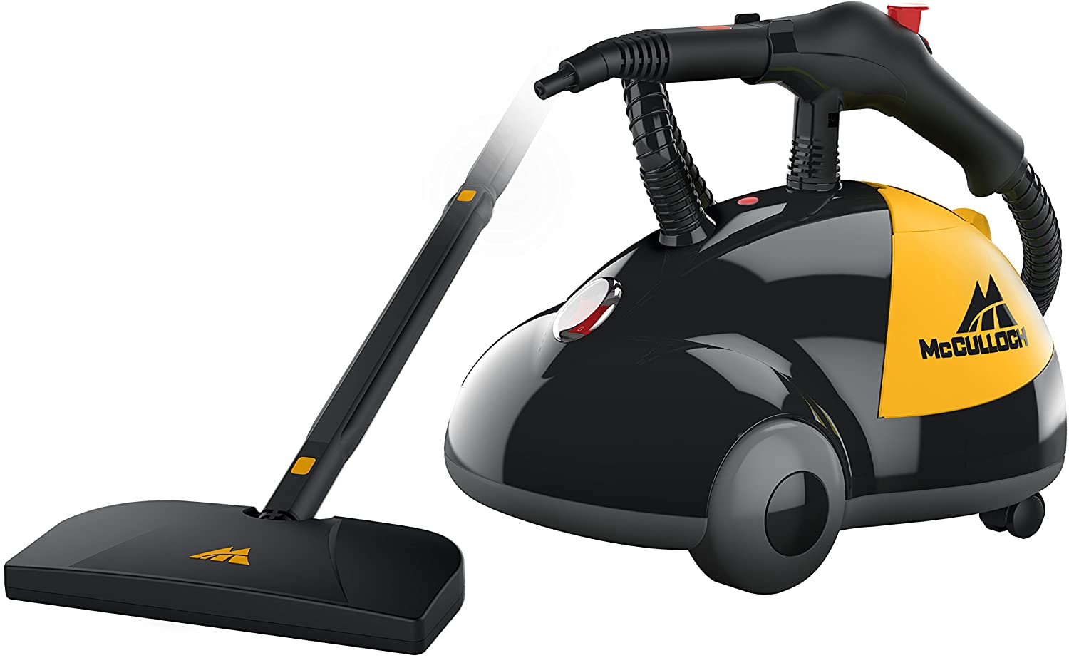 McCulloch MC1275 Heavy-Duty Steam Cleaner with 18 Accessories, Extra-Long Power Cord, Chemical-Free Pressurized Cleaning for Most Floors, Counters, Appliances, Windows, Autos, and More